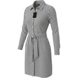 Terra & Sky Navy White Striped Midi Shirt Dress 0X (14w) Full Button Pockets NWT